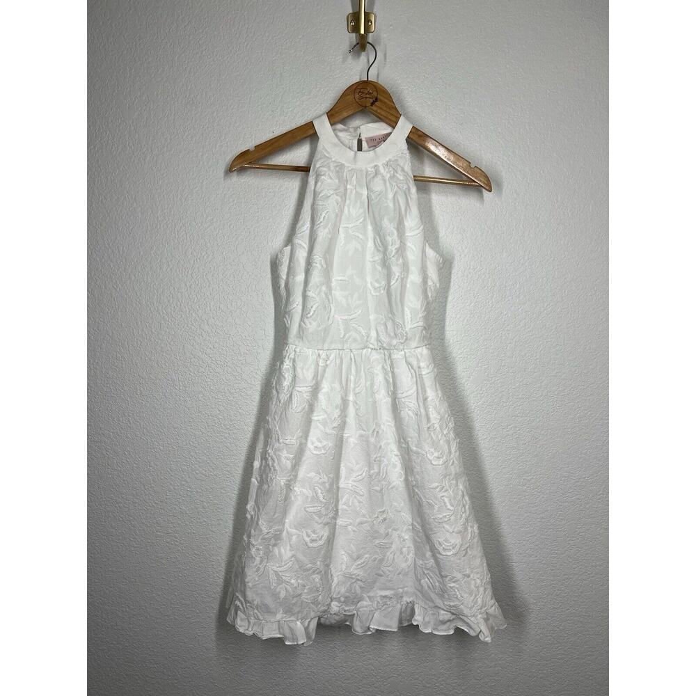 Ted Baker Lorene Embroidered Halter Dress White Floral Size 0 Bride Engagement